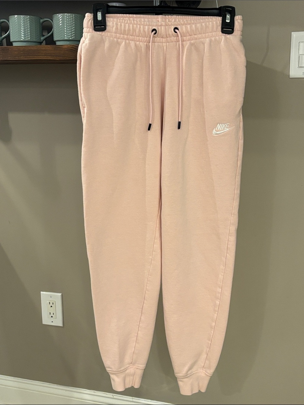 Nike Baby Pink Fleece Joggers | XS | Embroidered Logo | Cozy Lounge Sweatpants